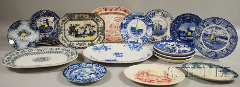 Appraisal: Fourteen Blue and White Transfer-decorated Ceramic Plates and Six Assorted