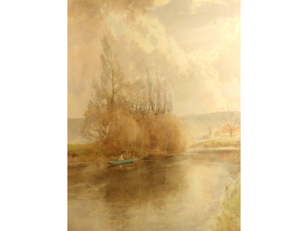 Appraisal: Louis Burleigh Bruhl - River scene with figure in a