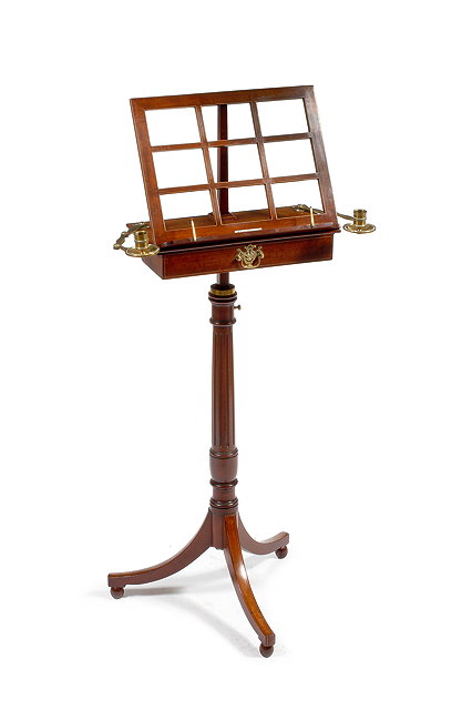 Appraisal: A TH CENTURY MAHOGANY ADJUSTABLE MUSIC STAND with hinged fold