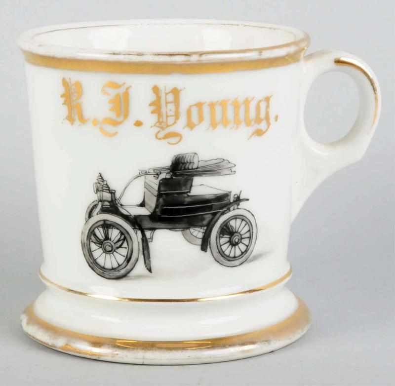 Appraisal: Early Automobile Shaving Mug Gilt name R J Young Nice