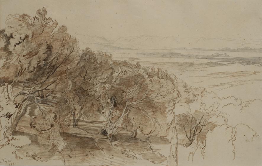 Appraisal: EDWARD LEAR An extensive landscape view in Greece inscribed Feb