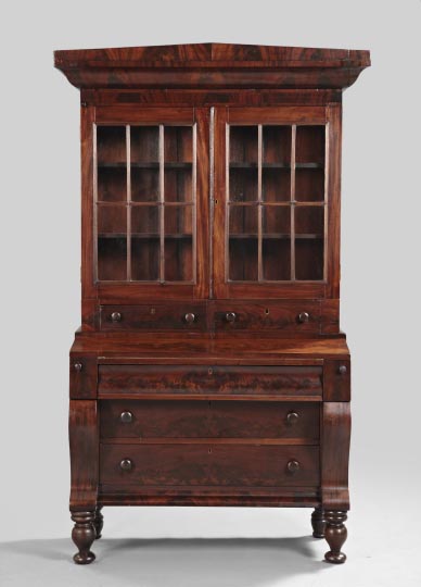 Appraisal: American Late Classical Flame Mahogany Secretary second quarter th century