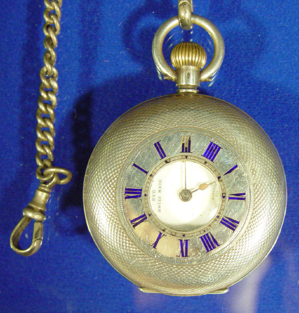 Appraisal: Gentleman's silver half hunter pocket watch with enamel dial JN