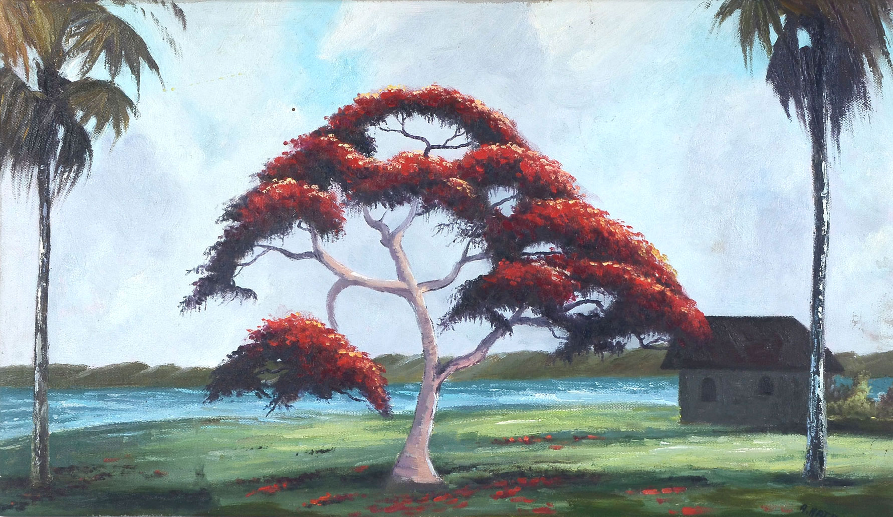 Appraisal: HAIR Alfred American - Royal Poinciana Florida Highwaymen Poinciana Painting