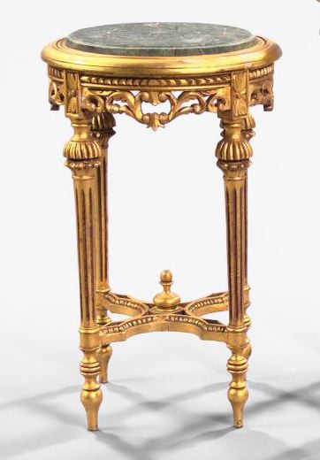 Appraisal: Louis XVI-Style Giltwood and Marble-Top Occasional Table the circular top