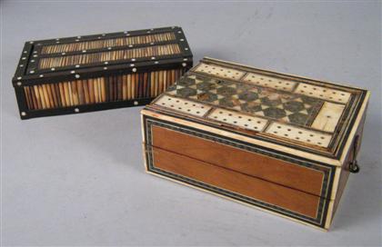 Appraisal: Colonial ebonized hardwood and quill games box early th century