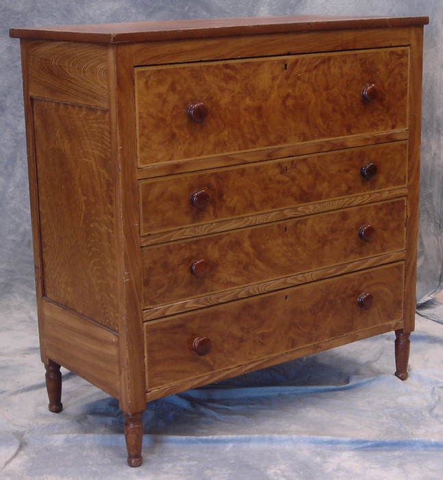 Appraisal: Ochre grain painted Sheraton drawer chest reverse graduated drawers original