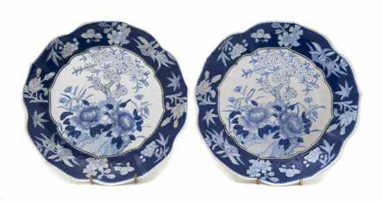 Appraisal: A Pair of Blue and White Porcelain Shaped Dishes each