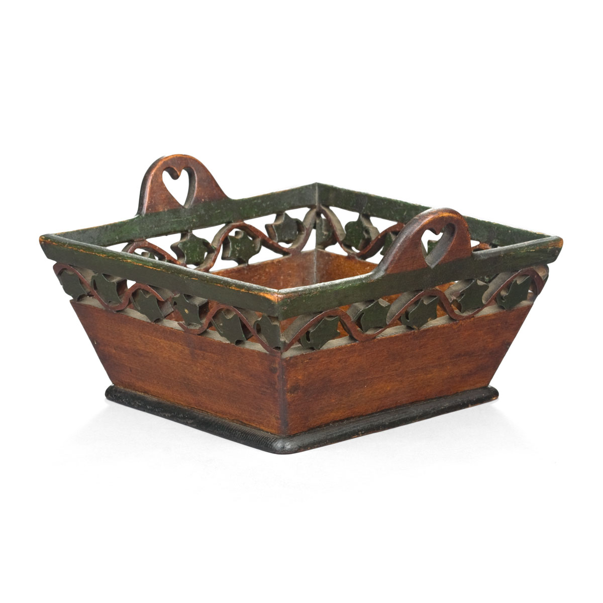 Appraisal: EARLY AMERICAN CARVED AND PIERCED APPLE TRAY The tapered sides