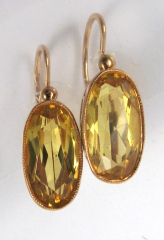 Appraisal: PAIR OF YELLOW SAPPHIRE EARRINGS each k rose gold and