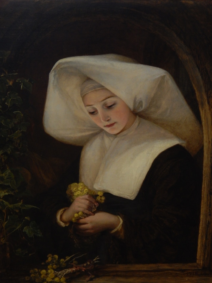 Appraisal: Bevin thC Portrait of a nun in window arch oil