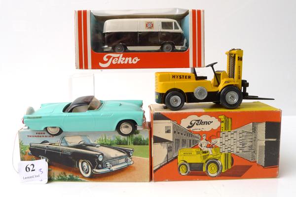 Appraisal: THREE TEKNO DENMARK MODELS INCLUDING FORD THUNDERBIRD FORD TRANSIT AND