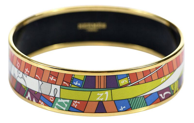 Appraisal: Hermes Bangle Bracelet gold-tone rim colorful design with numbers marked