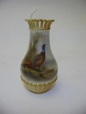 Appraisal: A ROYAL WORCESTER PORCELAIN VASE dated of baluster form painted