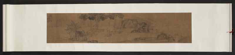 Appraisal: Chinese watercolor scroll attr to Tang Yin depicting figures in