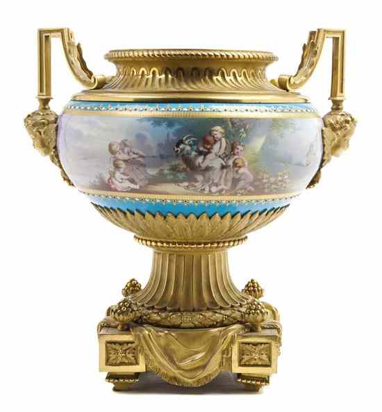 Appraisal: A Sevres Style Porcelain and Gilt Bronze Mounted Urn of