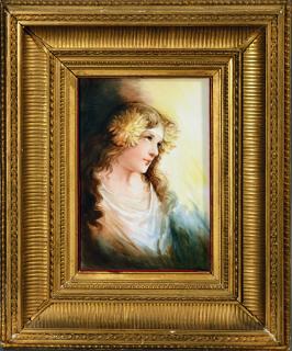 Appraisal: Artist Signed Plaque Hard paste porcelain plaque H x W