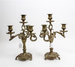 Appraisal: A Pair of Louis XVI Style Gilt Bronze Four-Light Candelabra