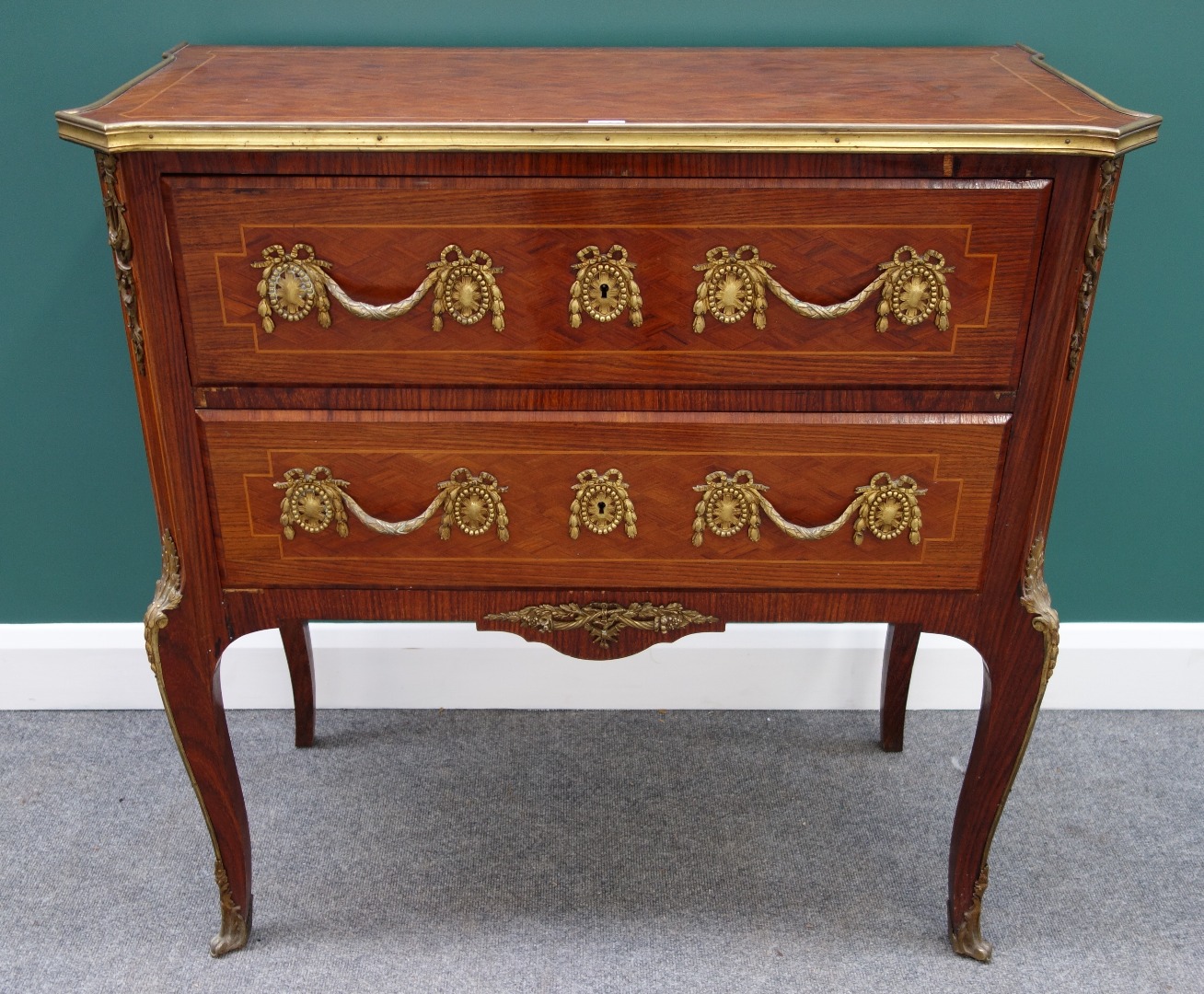 Appraisal: An th century style French gilt metal mounted parquetry inlaid