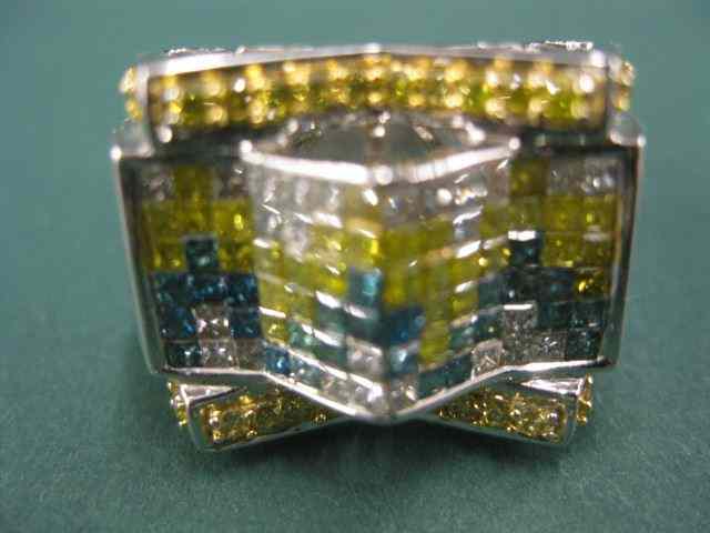 Appraisal: Colored Diamond Designer Ring silhouetteof New York City skyline fancy