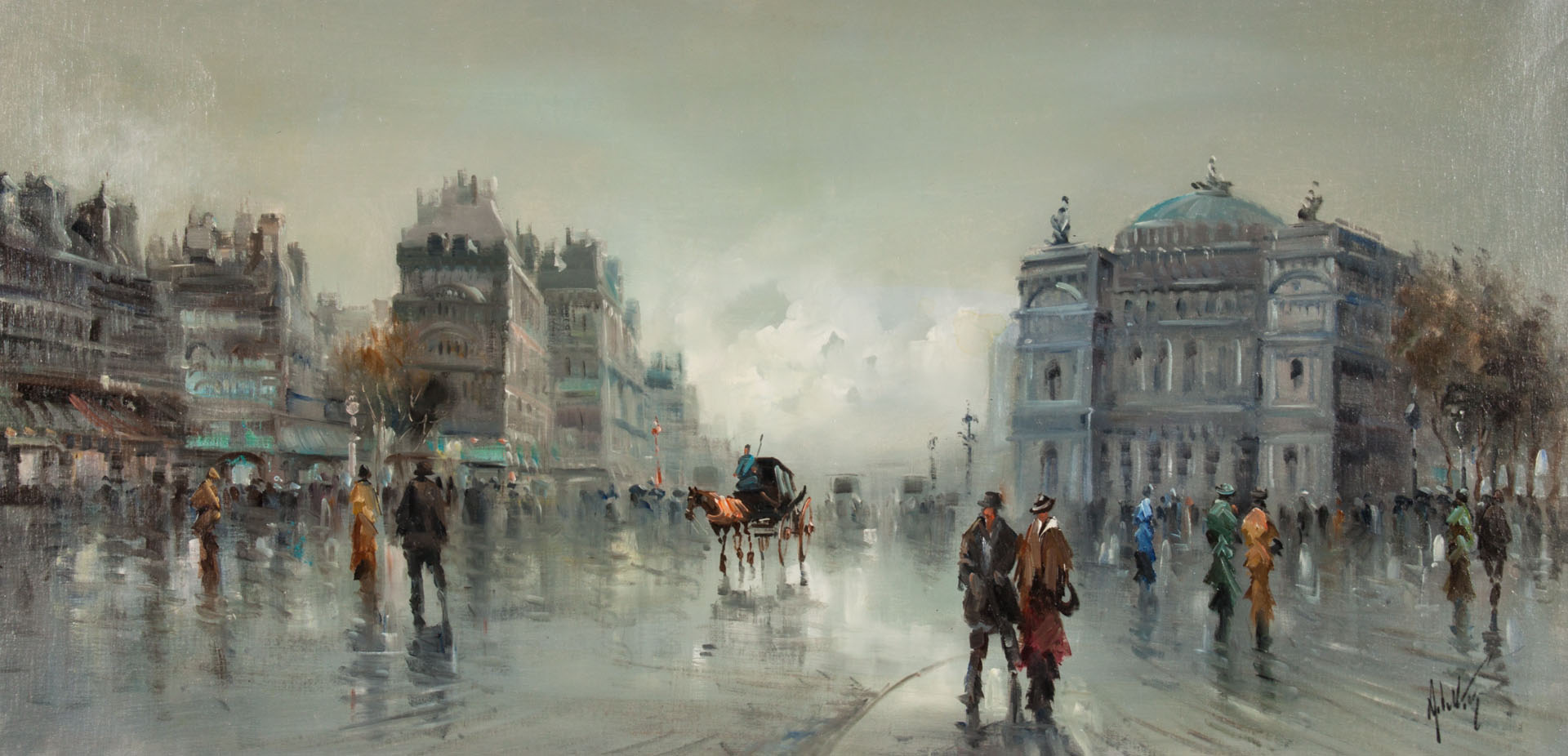 Appraisal: Antonio DeVity Paris Street Scene oil on canvas Italian -