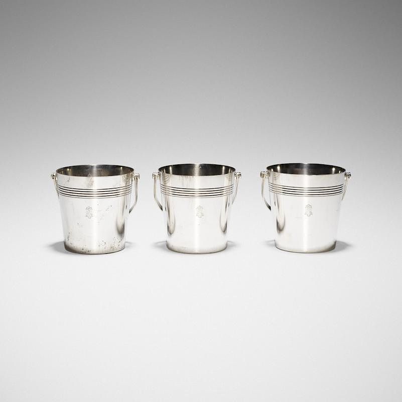 Appraisal: Potfer ice buckets set of three Potfer ice buckets set