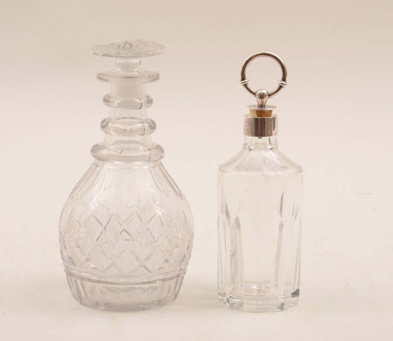 Appraisal: Anglo-Irish Cut-Glass Ring-Neck Decanter and Stopper and a French Cut-Glass