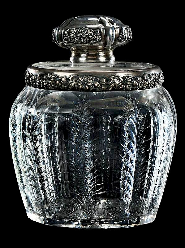 Appraisal: Brilliant Period Cut Glass Humidor with Sterling American Brilliant period