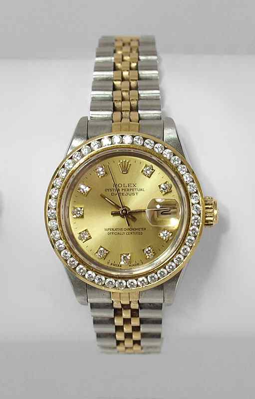 Appraisal: LADIES K ROLEX DIAMOND BEZEL WRISTWATCH CA Two tone K