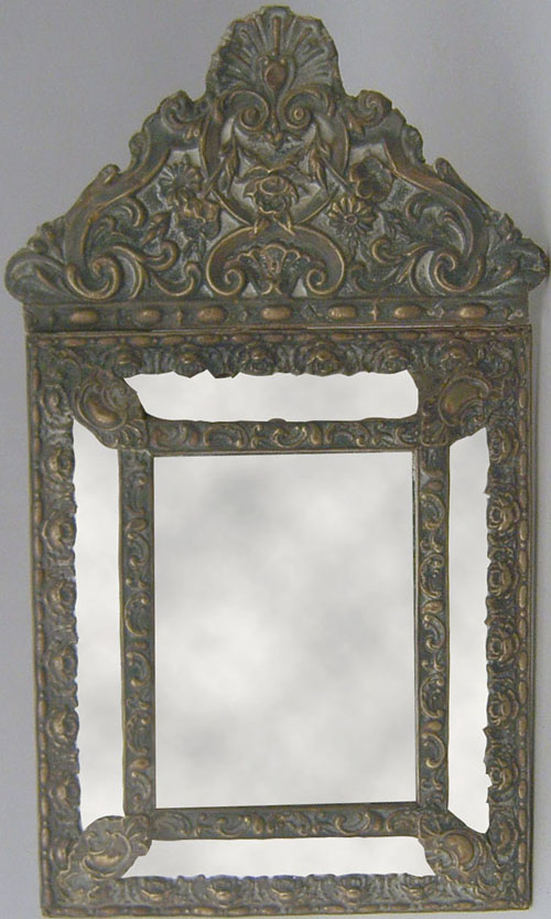 Appraisal: Dutch embossed brass mirror th c h