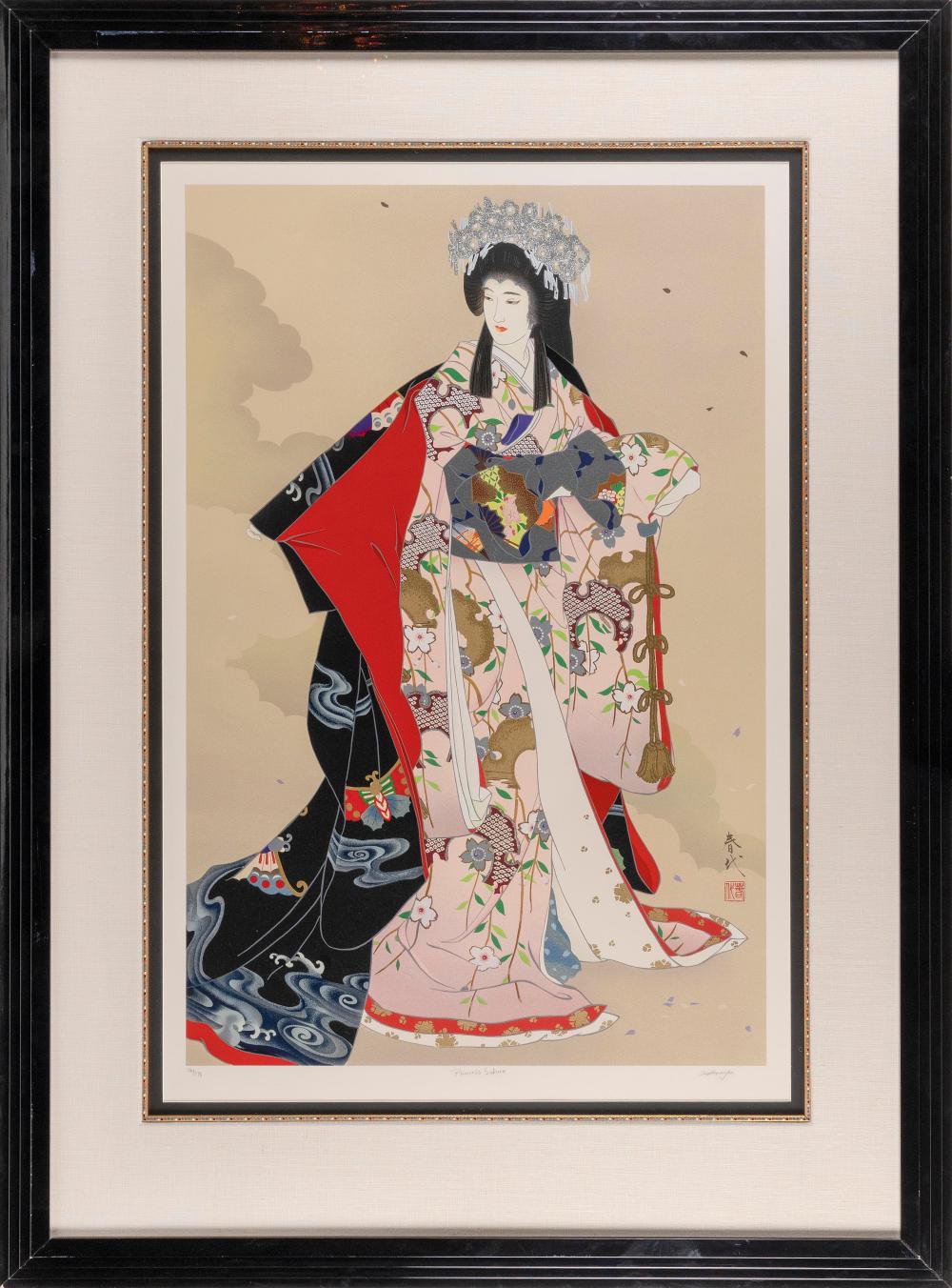 Appraisal: HARUYO MARITA JAPAN B PRINCESS SAKURA SERIGRAPH X SIGHT FRAMED