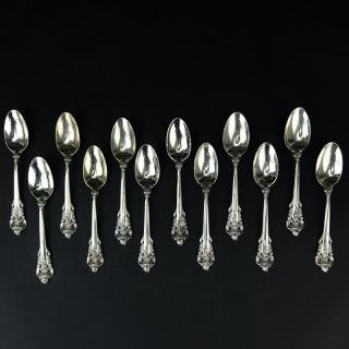 Appraisal: Set of Twelve Wallace Grand Baroque Sterling Silver Teaspoons Circa