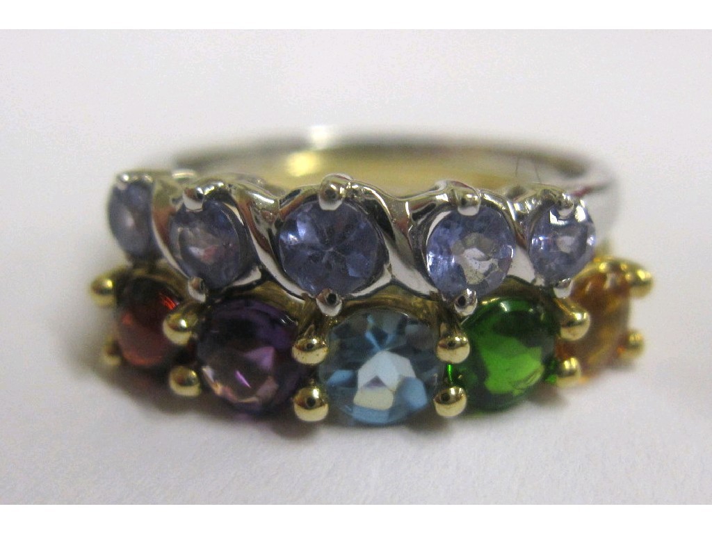 Appraisal: Lot comprising a ct gold multi gem five stone ring