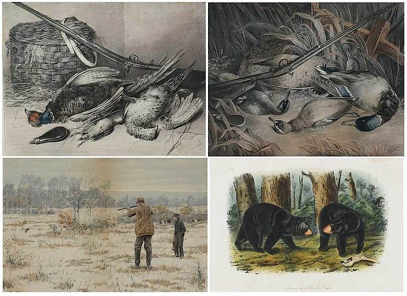 Appraisal: Group of Four Hunting Prints th century Four lithographs depicting