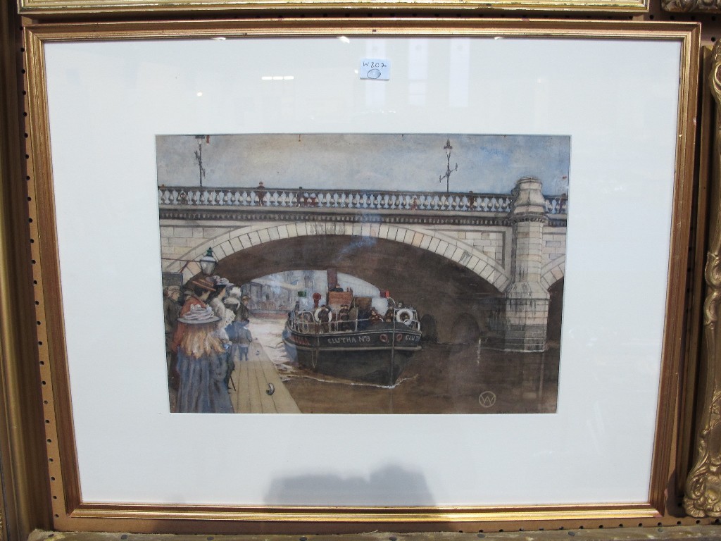 Appraisal: Watercolour 'Clutha No at Jamaica Bridge' monogrammed and inscribed and