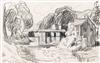 Appraisal: OSCAR BLUEMNER Group of rural landscape drawings Charcoal and pencil