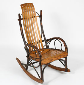 Appraisal: Pennsylvania twig child's rocker rocking chair formed slat seat and