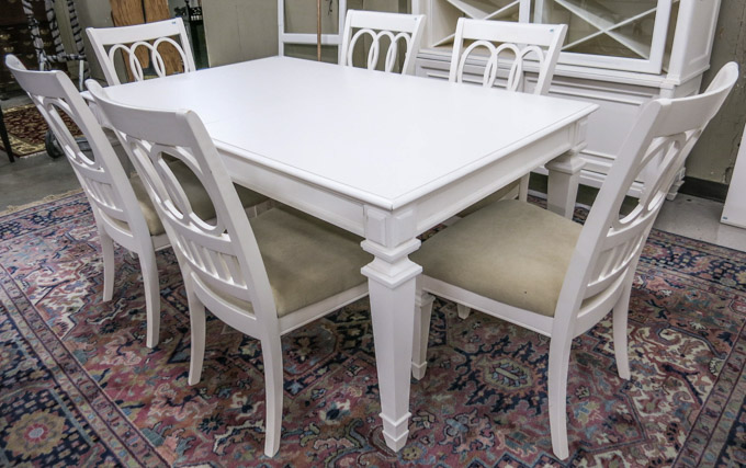 Appraisal: URBAN COTTAGE STYLE DINING TABLE AND CHAIR SET Magnussen Home