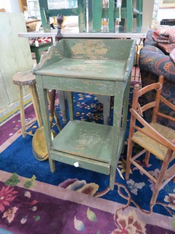 Appraisal: Anitque Painted Washstand splashback sides lower shelf drawer