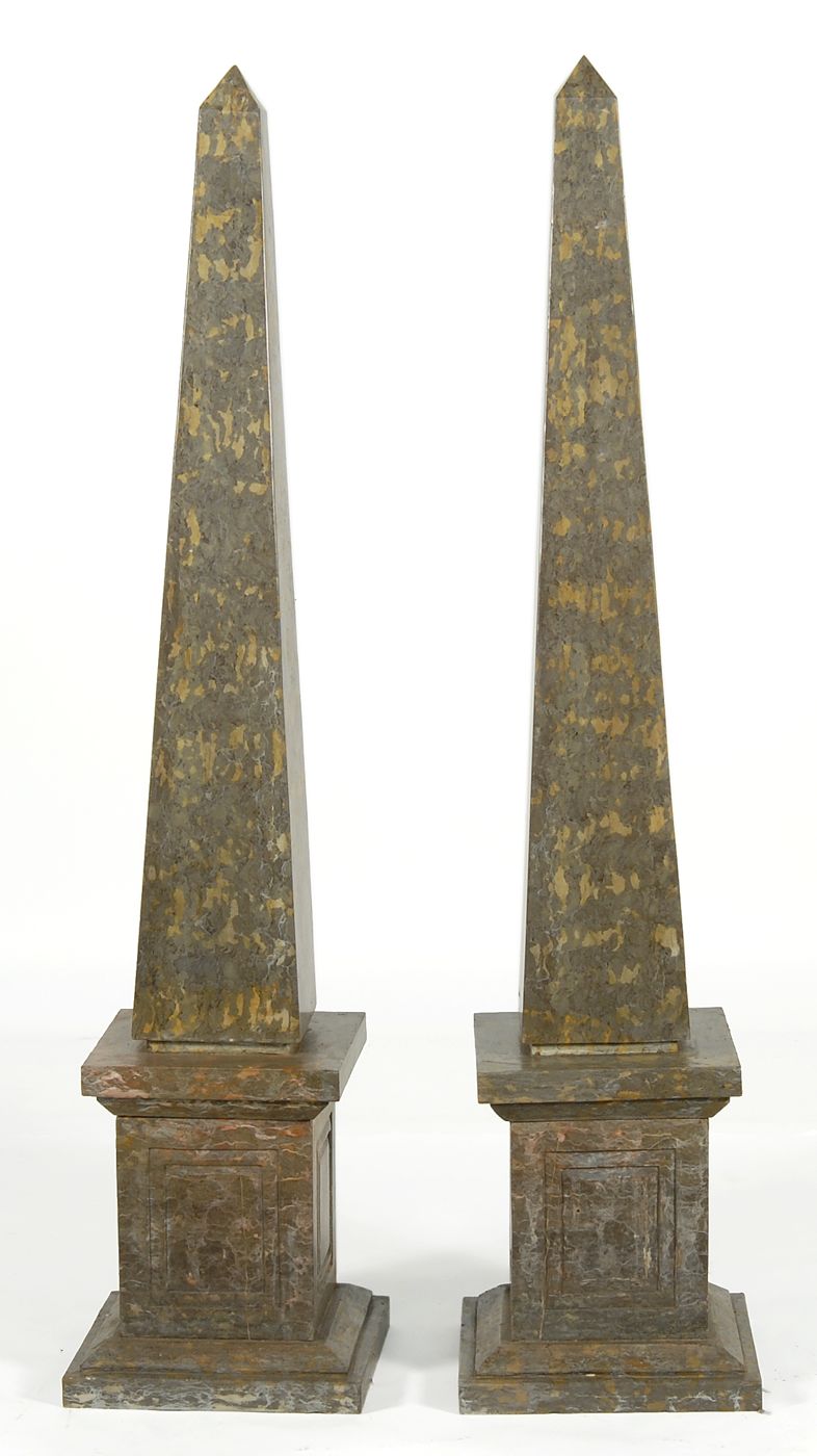 Appraisal: PAIR OF MARBLE OBELISKS Circa Probably Italian Each made in