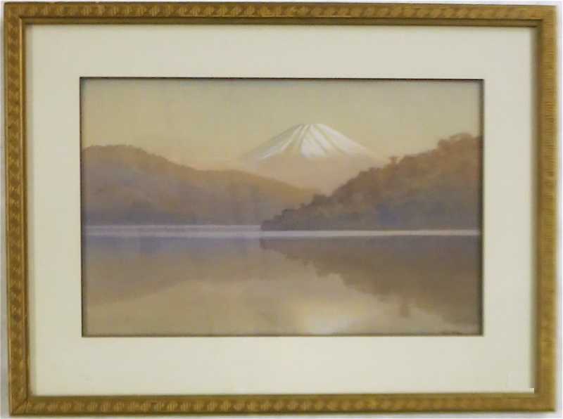 Appraisal: CHIBA WATERCOLOR ON PAPER Japan th century Lake and Mount