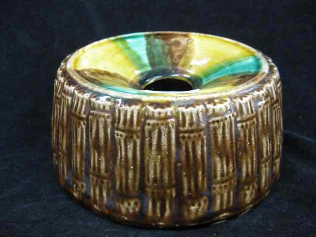 Appraisal: Majolica Pottery Spittoon bamboo design '' diameter '' tall excellent