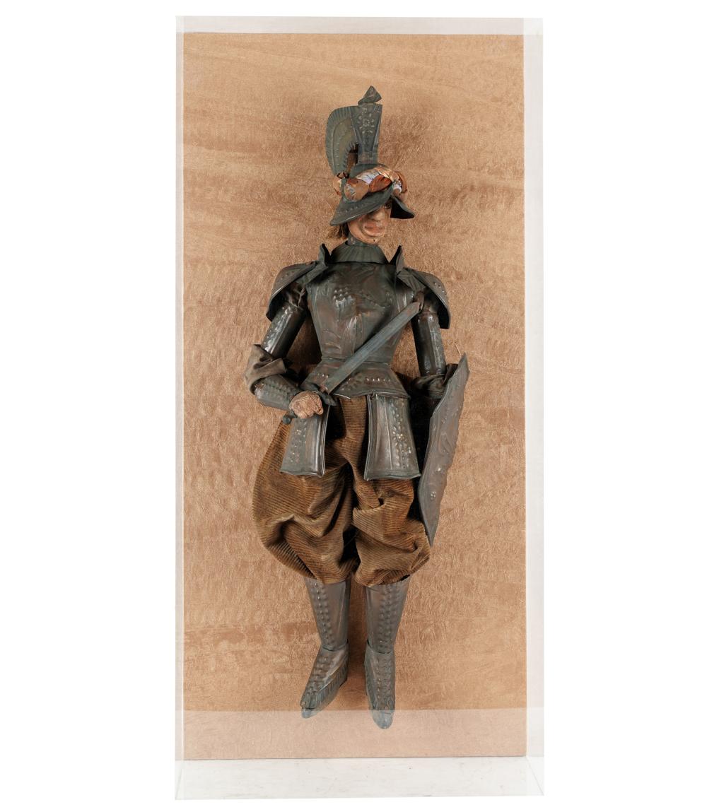 Appraisal: PAINTED WOOD CONQUISTADOR MRIONETTE PUPPETin an acrylic case the puppet