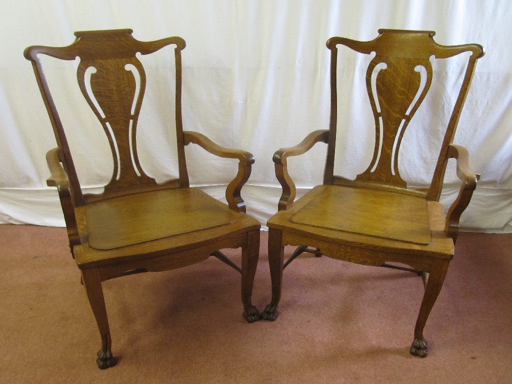 Appraisal: A set of six Victorian oak dining chairs including two