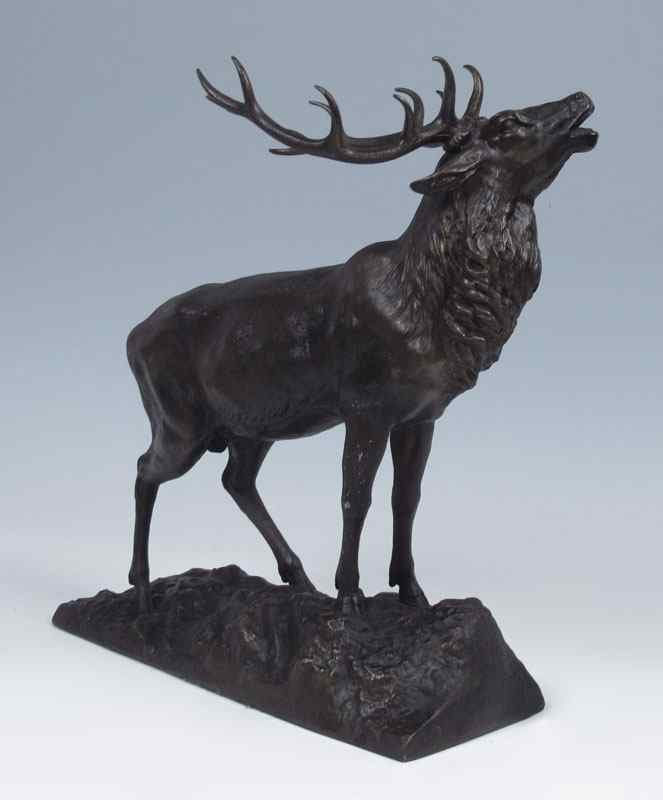 Appraisal: PATINATED METAL ELK SCULPTURE '' h x '' w no