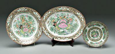 Appraisal: Three pieces Chinese export porcelain central flower arrangements with butterflies