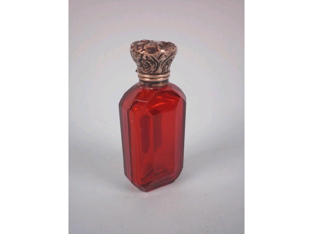 Appraisal: A late th early thC ruby tinted scent bottle with