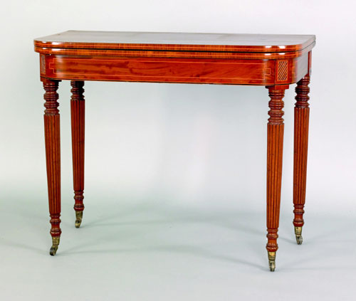 Appraisal: Regency mahogany card table early th c with extensive line