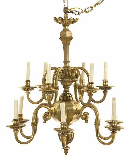 Appraisal: Bronze twelve-light chandelier first part th century H '' Dia