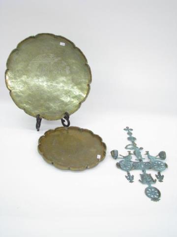 Appraisal: A group of brass decorator accessories including footed planter with